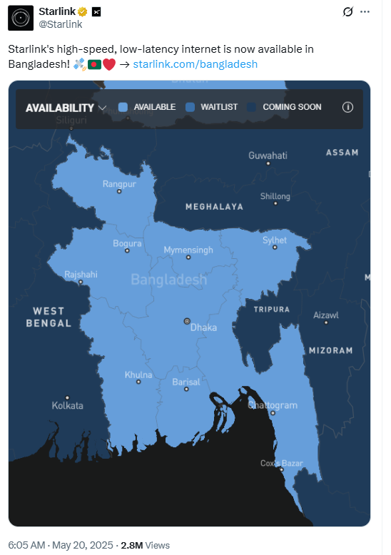 Starlink Launches in Bangladesh 2025
